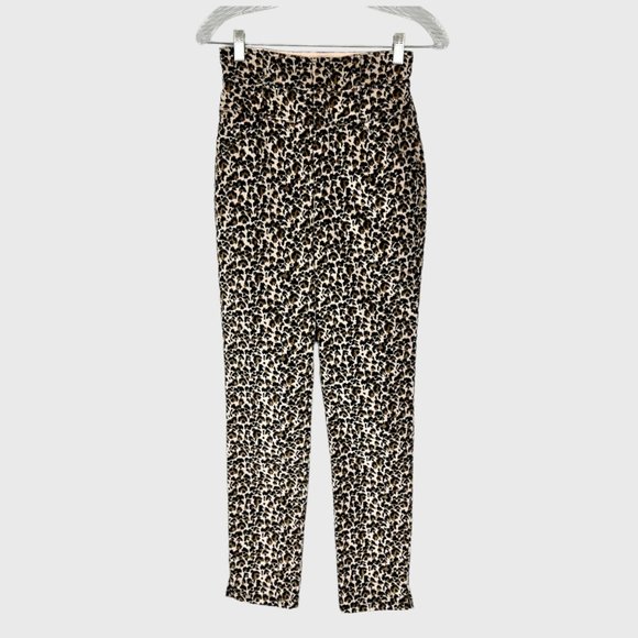 Rebecca Taylor Leopard Print Velvet High Waist Skinny Ankle Pants size 2 - Picture 2 of 12
